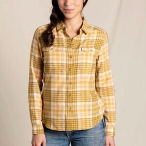 Toad&Co Re-Form Flannel Long Sleeve Shirt Antler Ombre Women Size L
